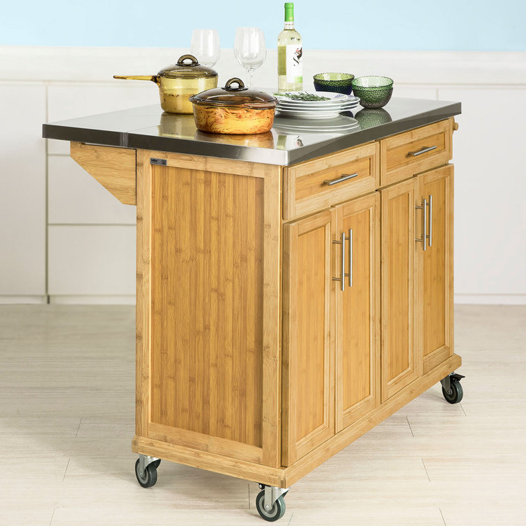 Brambly Cottage Kenwood 115Cm Kitchen Trolley with Stainless Steel Top